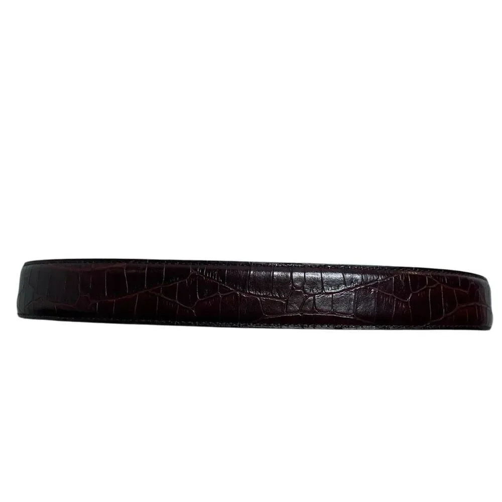 Lake Shore Drive Womens Reversible Belt M Smooth Black Brown Croc Silver Scroll